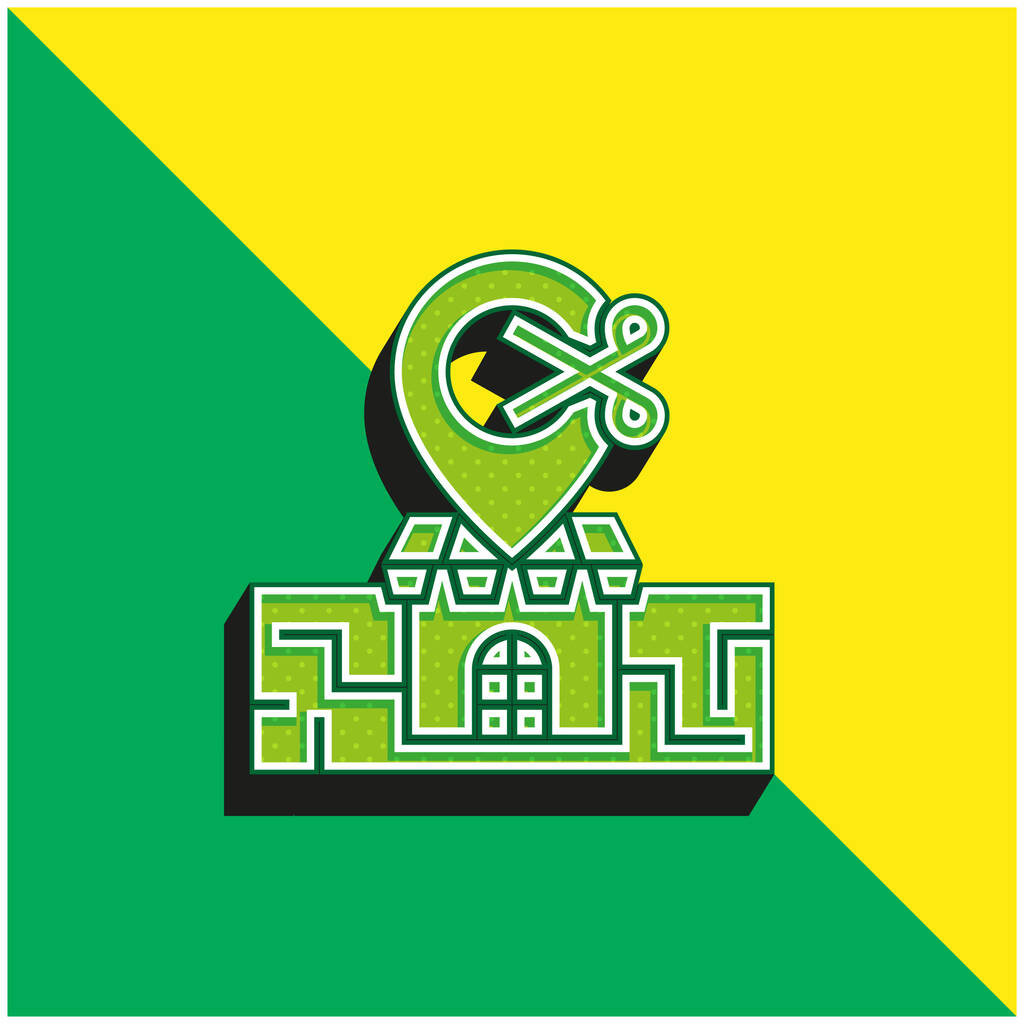 Barber Shop Logo icona vettoriale 3d moderna verde e gialla - Vettoriali, immagini