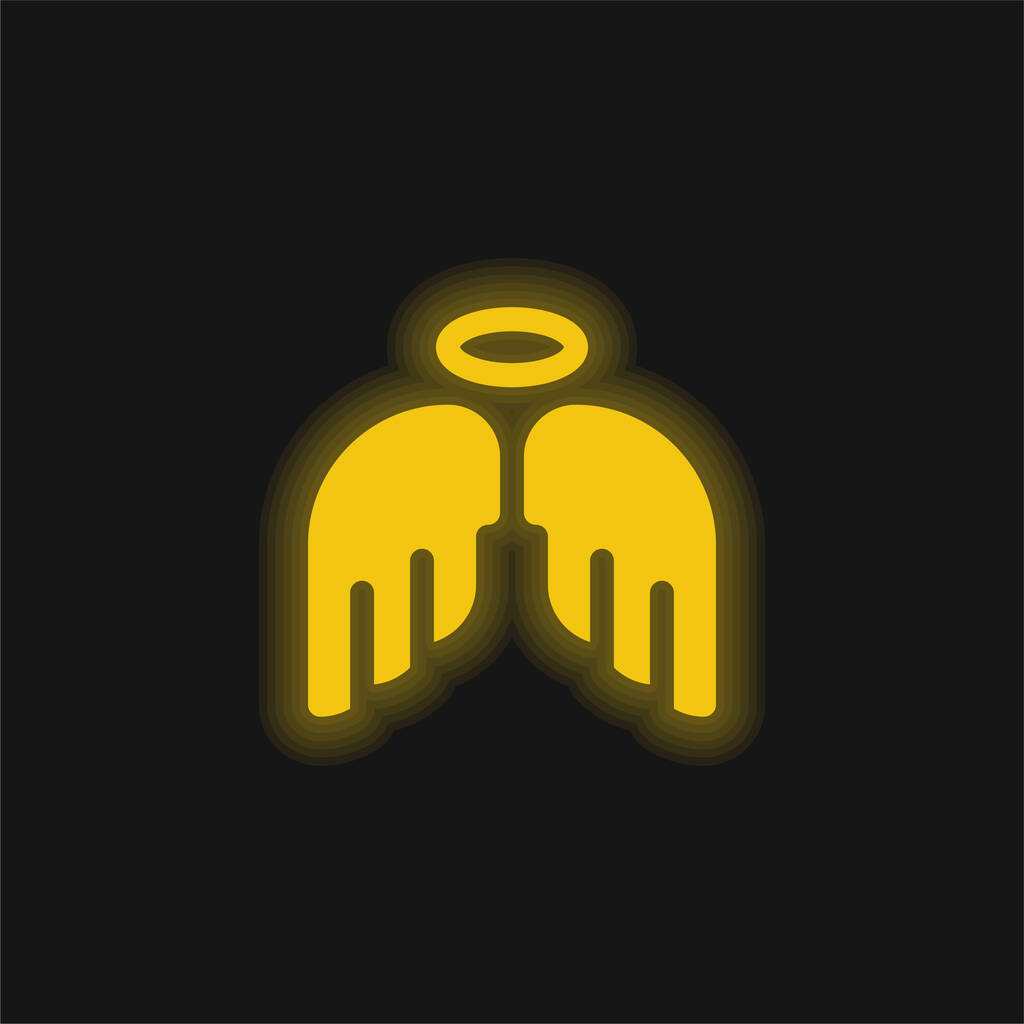天使の黄色の輝くネオンアイコン - ベクター画像