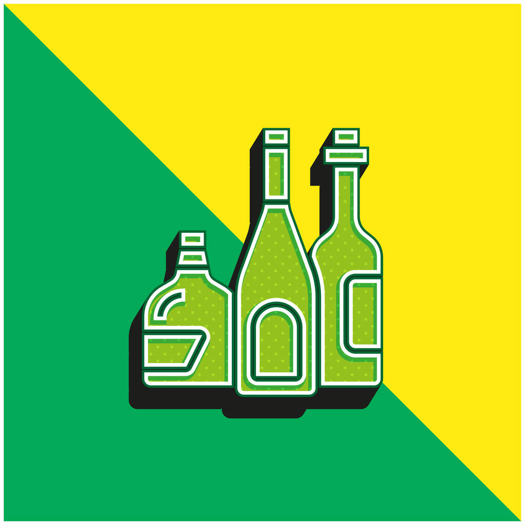 Алкоголь Напій Зелений і жовтий сучасний 3d Векторний логотип
 - Вектор, зображення