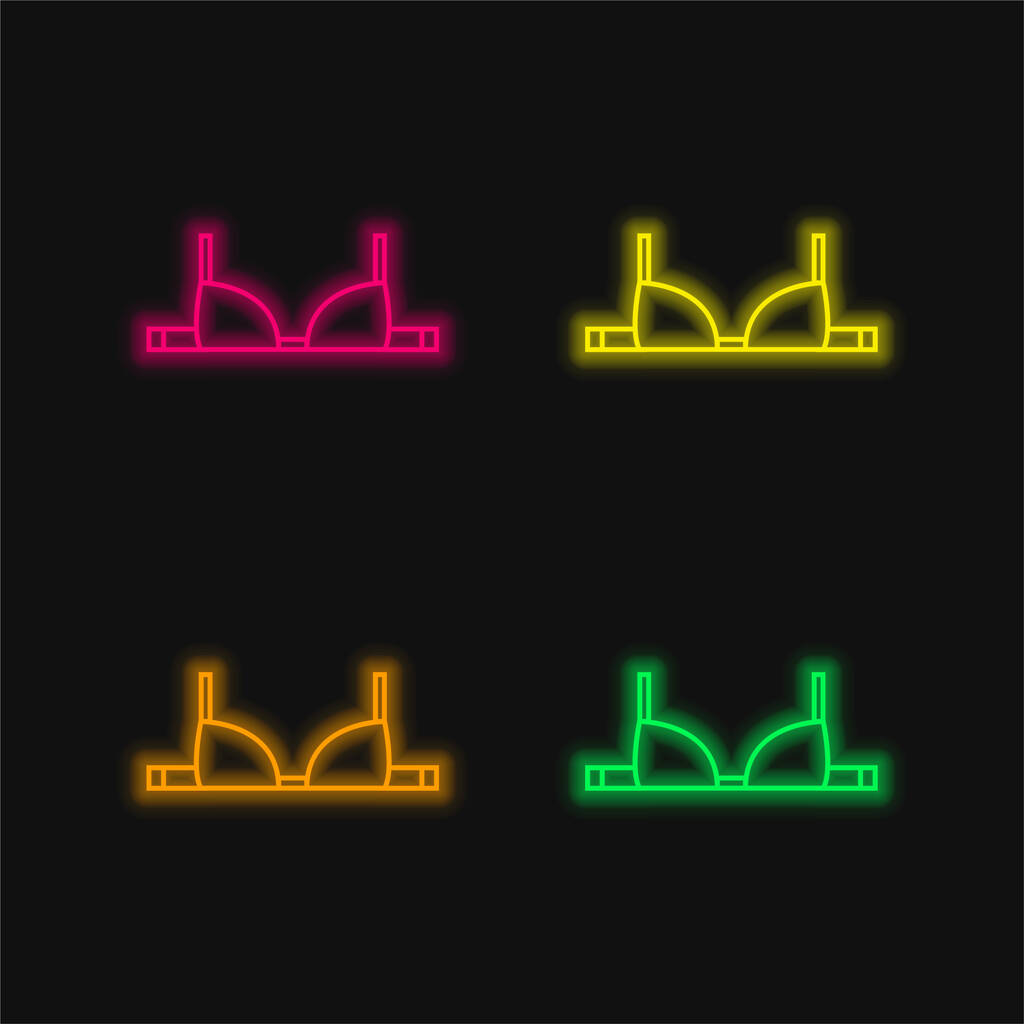 Brasiere Начерк чотирьох кольорів, що світяться неоном Векторна піктограма
 - Вектор, зображення