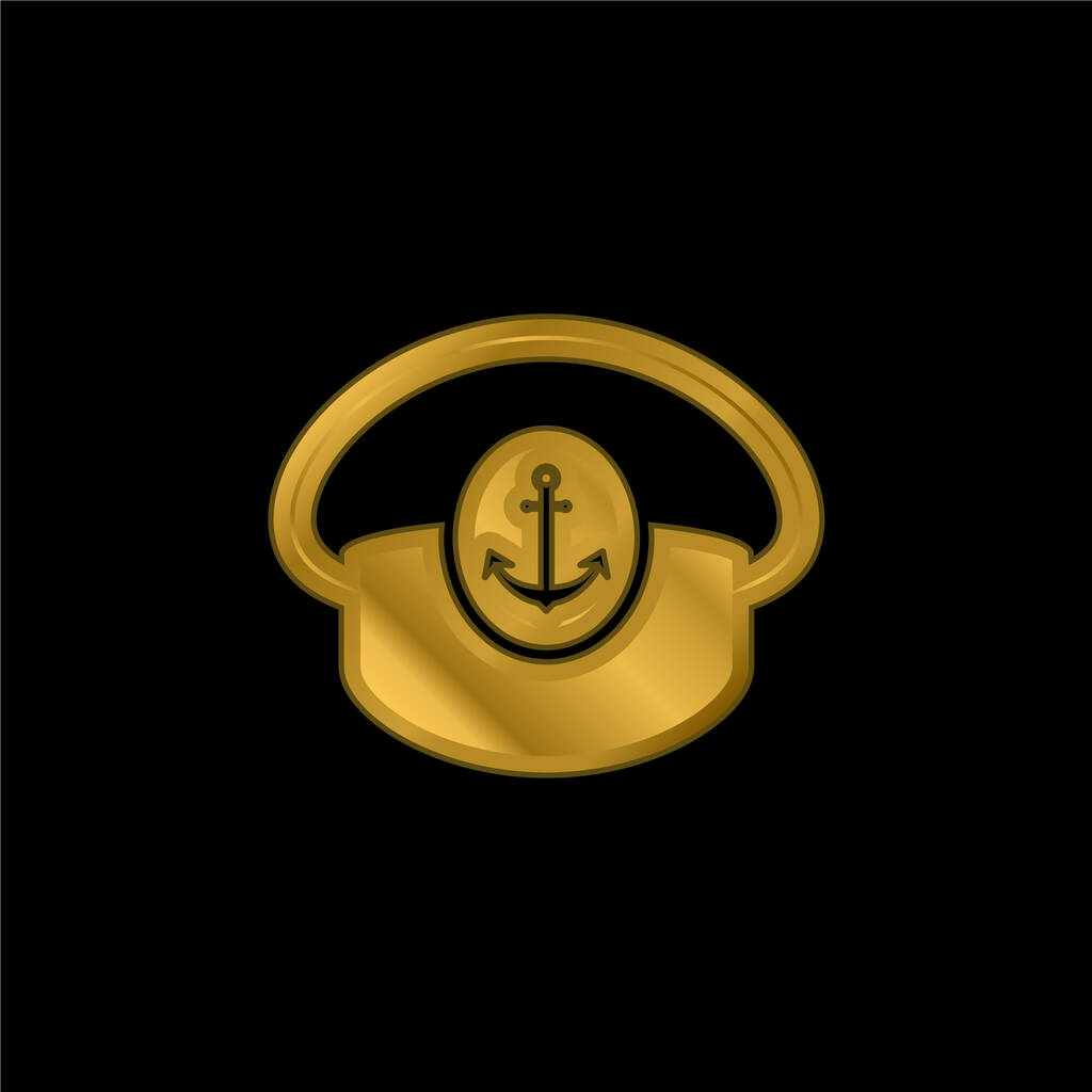 Boat Captain Hat gold plated metalic icon or logo vector - Vector, Image