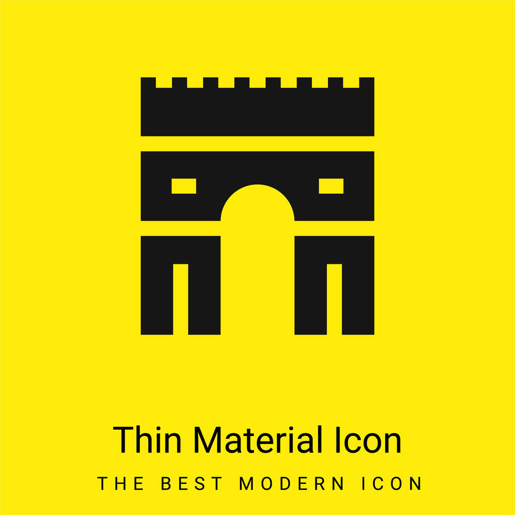 Arc De Triomphe minimal bright yellow material icon - Vector, Image