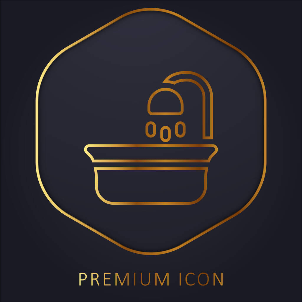 Baby Tub línea dorada logotipo premium o icono - Vector, imagen