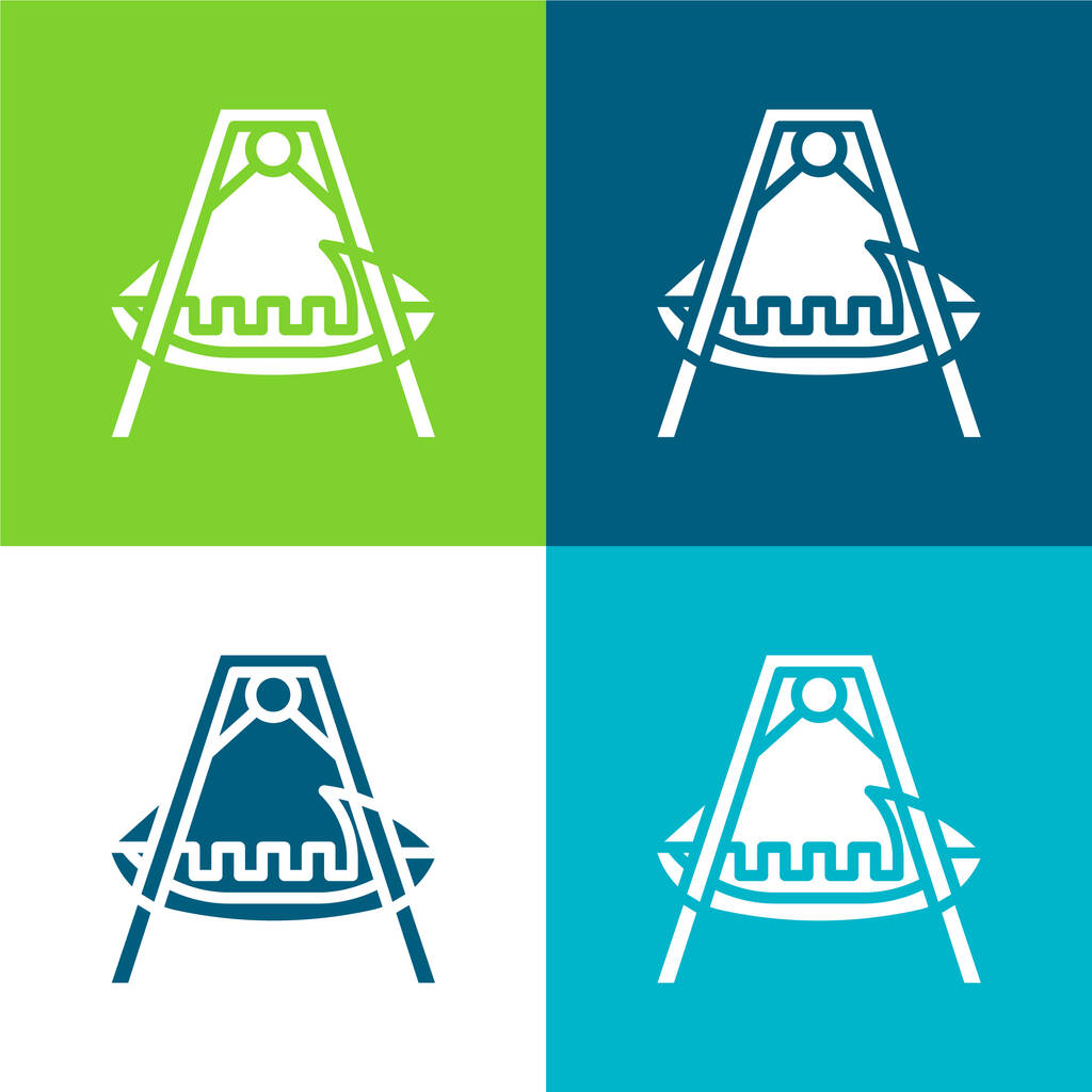 Boat Flat four color minimal icon set - Vector, Image