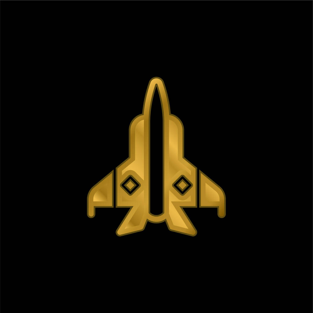 Samolot złocony metaliczna ikona lub wektor logo - Wektor, obraz