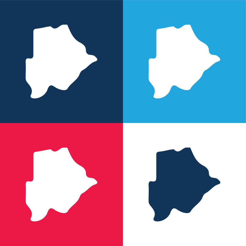 Botswana blauw en rood vier kleuren minimale pictogram set - Vector, afbeelding