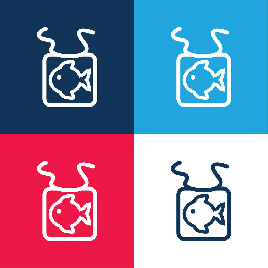 Baby Bib With A Fish blue and red four color minimum icon set - Vektor, obrázek