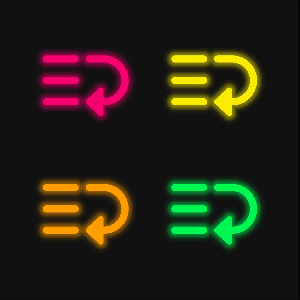 Untere vier Farbe leuchtenden Neon-Vektor-Symbol - Vektor, Bild