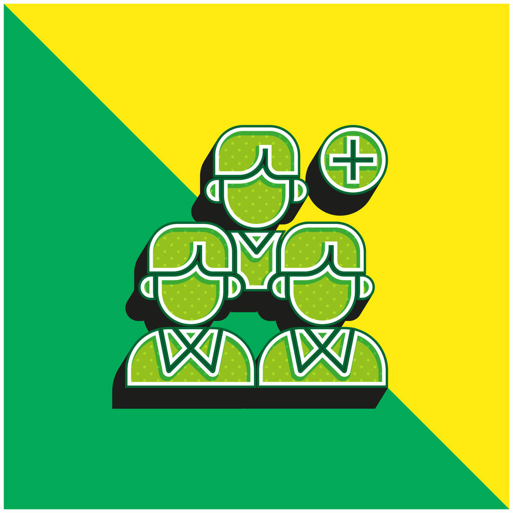 Dodaj zielone i żółte nowoczesne logo wektora 3d - Wektor, obraz