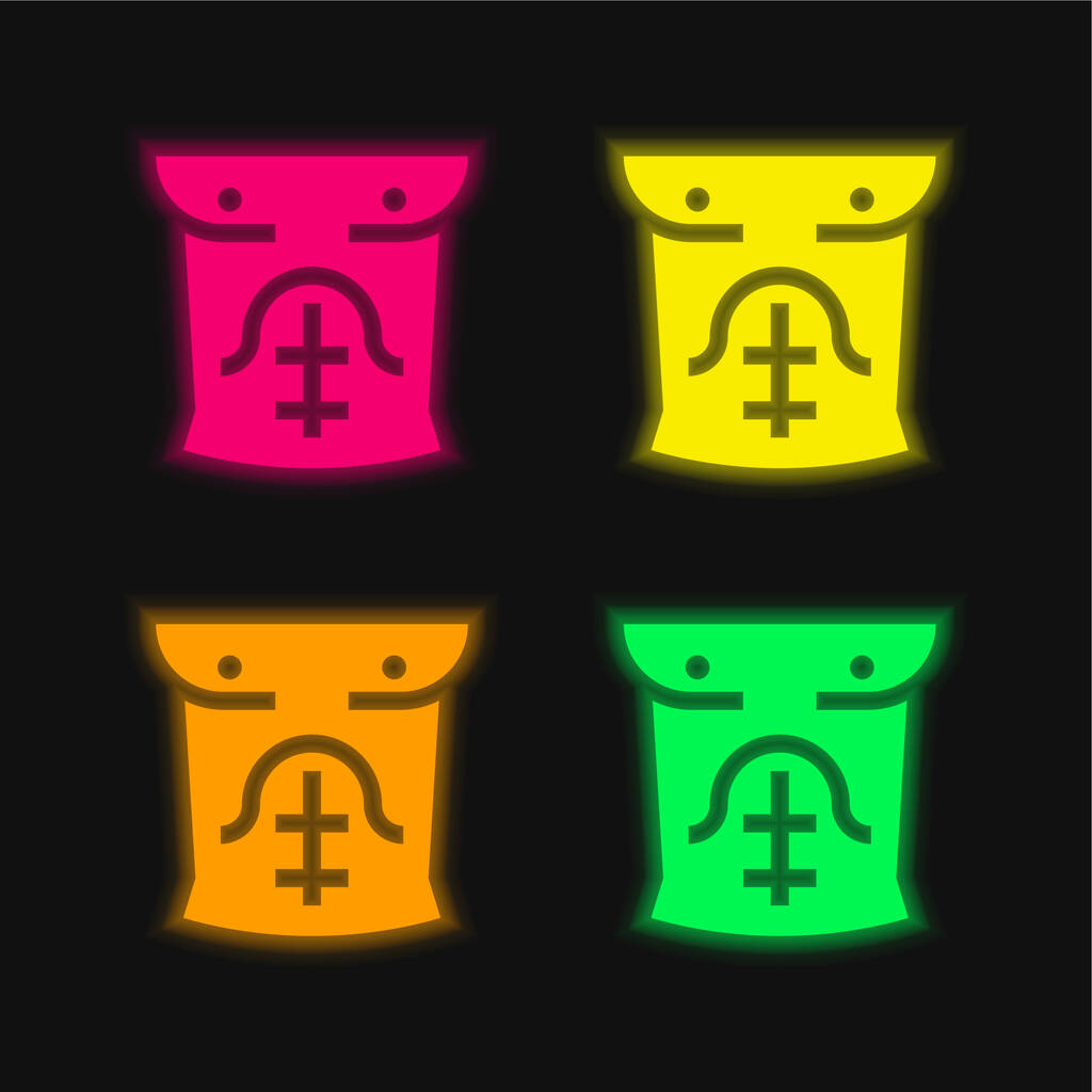 Abs τεσσάρων χρωμάτων λαμπερό εικονίδιο διάνυσμα νέον - Διάνυσμα, εικόνα