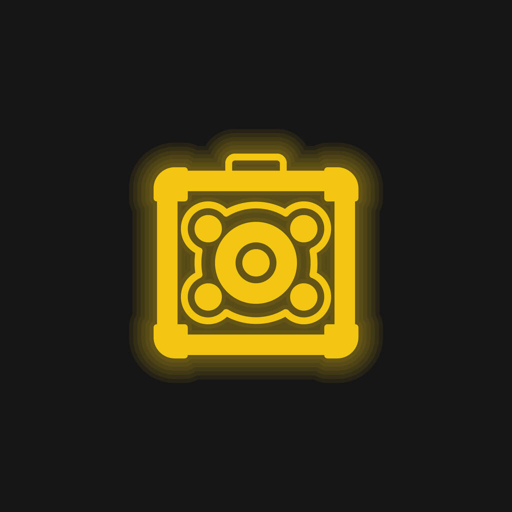 Ícone de néon brilhante amarelo amplificador - Vetor, Imagem