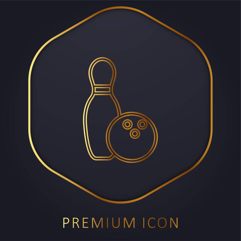 Tigela de boliche e bola esboço linha dourada logotipo premium ou ícone - Vetor, Imagem