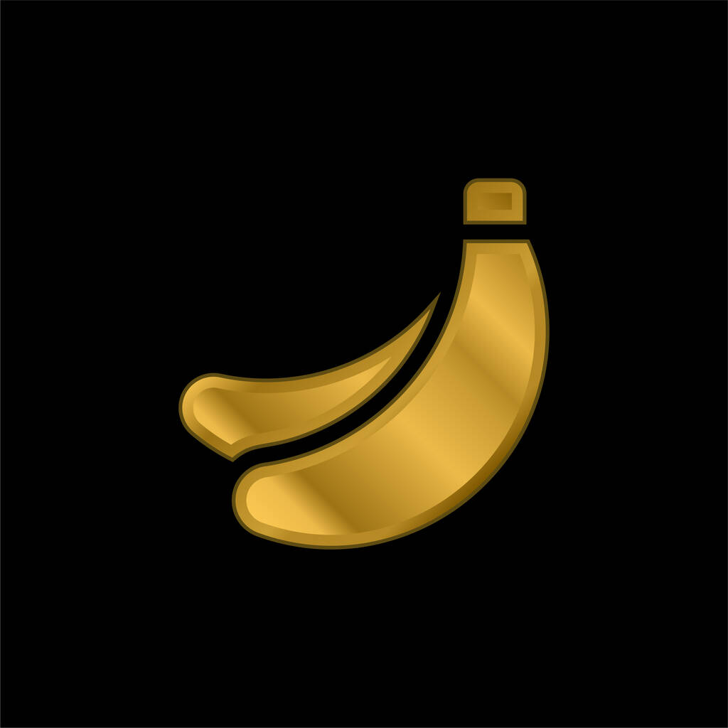 バナナゴールドメッキ金属アイコンやロゴベクトル - ベクター画像