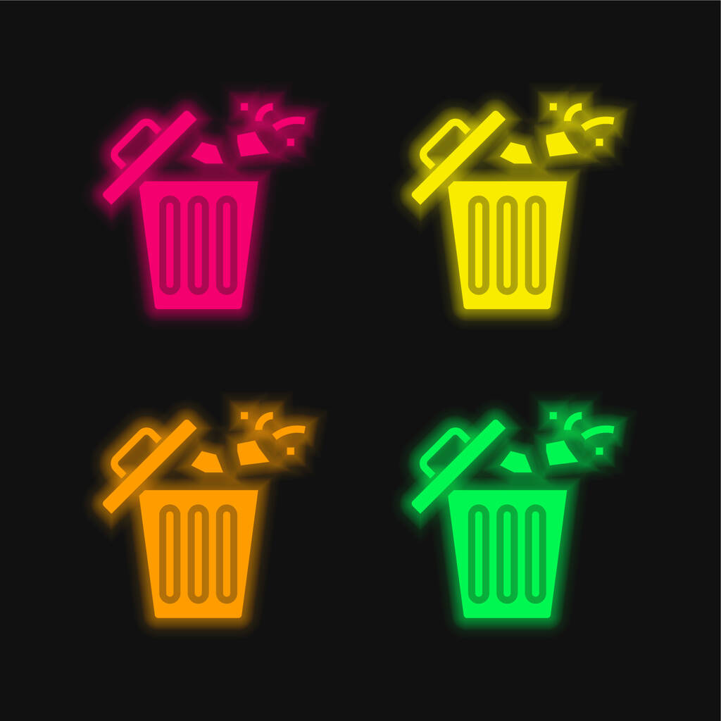 Ящик из четырех цветов светящийся неоновый вектор значок - Вектор,изображение