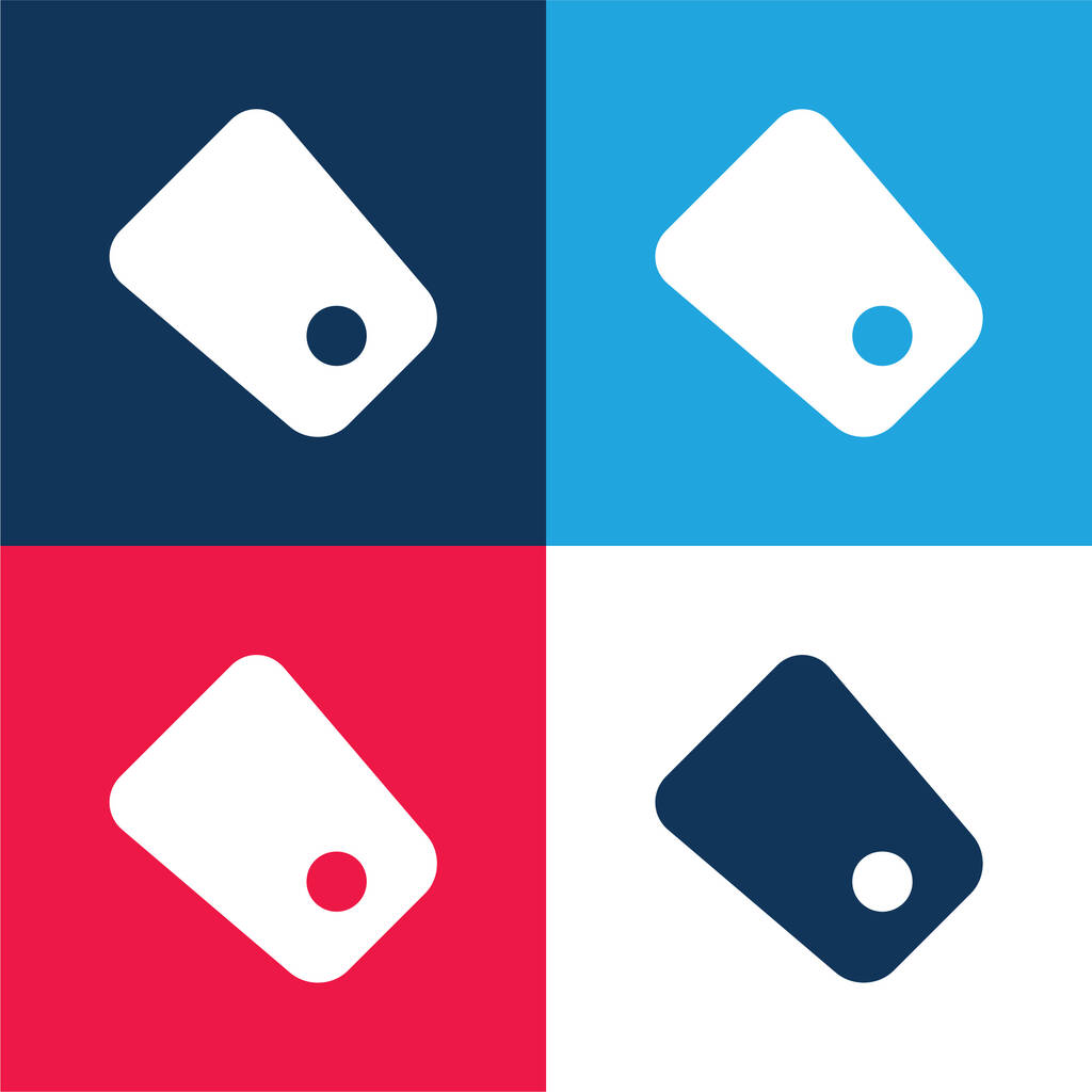 Black Tag blue and red four color minimal icon set - Vector, Image