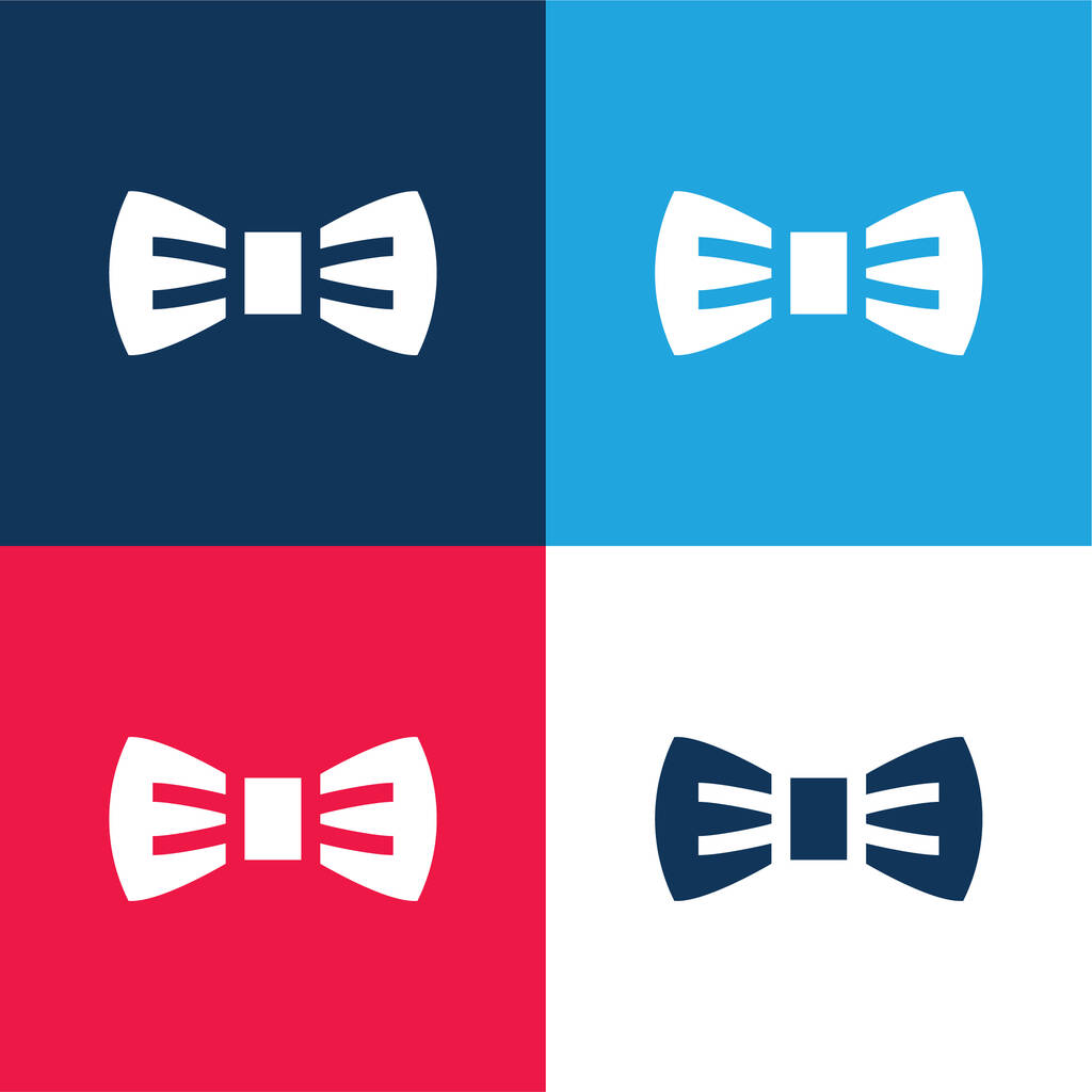 Corbata de lazo azul y rojo de cuatro colores mínimo icono conjunto - Vector, Imagen