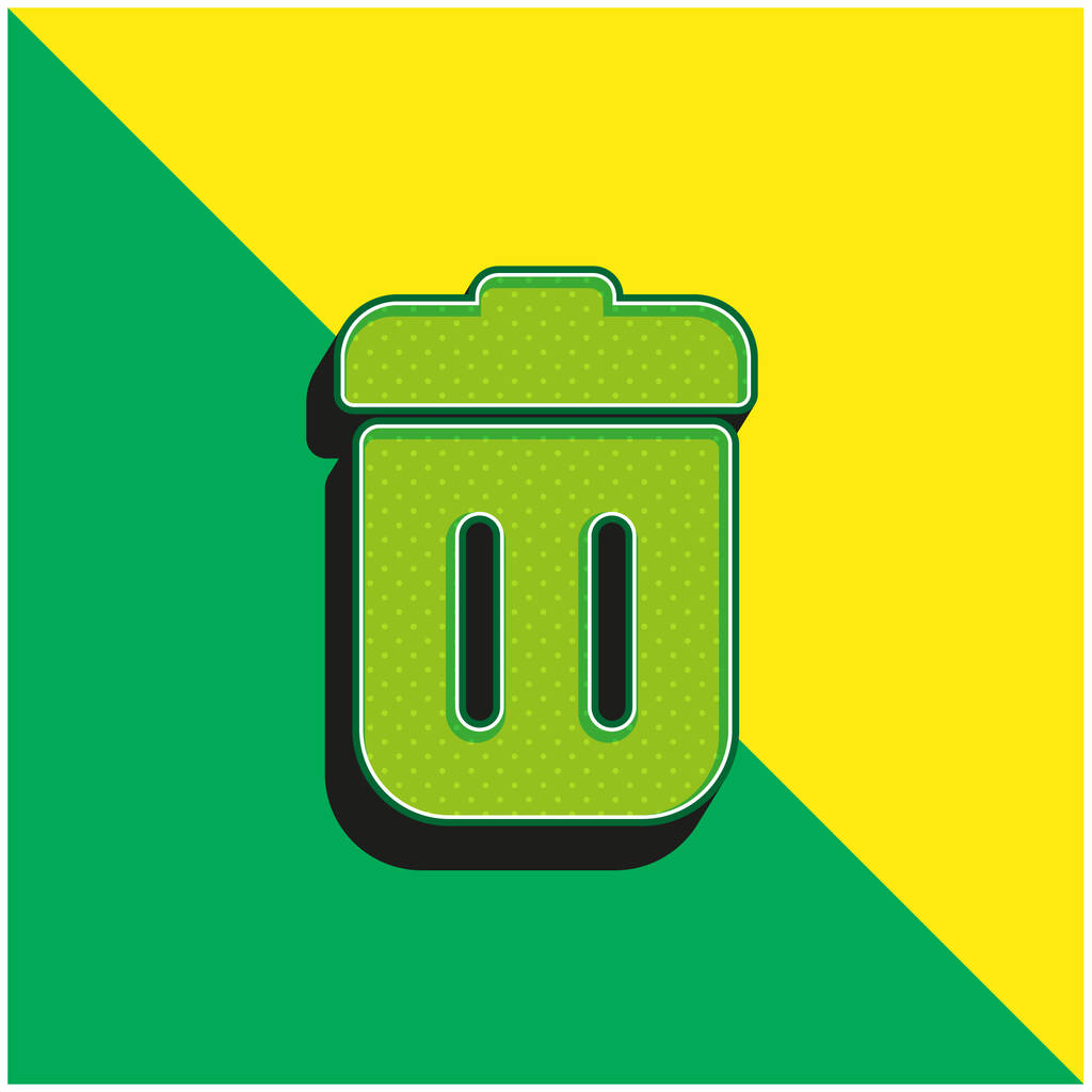 Bin With Lid Green and yellow modern 3d vector icon logo - Vector, Image