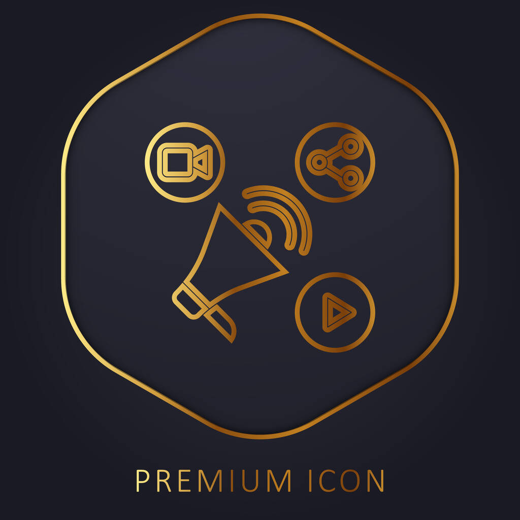 Anuncios de línea dorada logotipo premium o icono - Vector, imagen