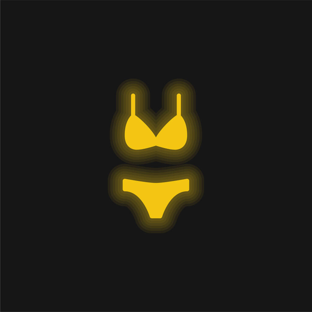 Bikini sarı parlak neon simgesi - Vektör, Görsel