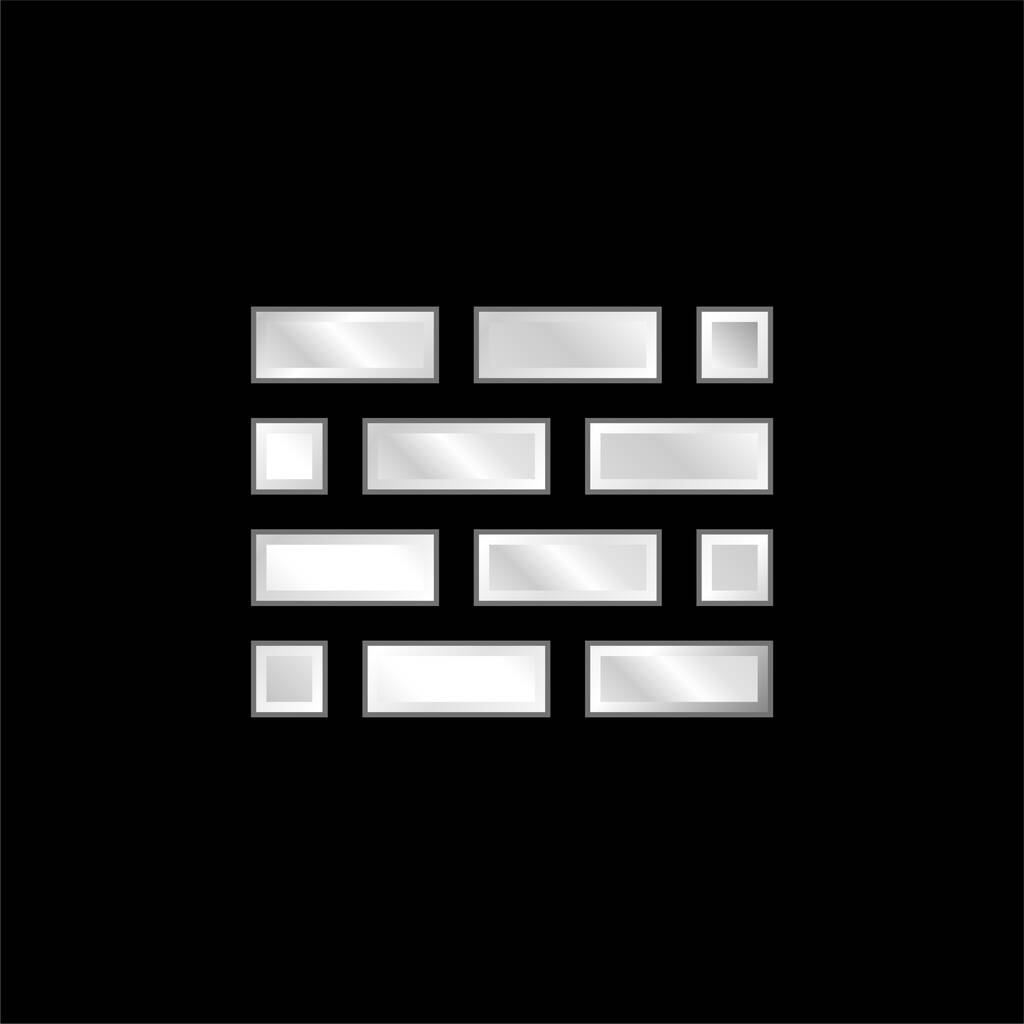 Brickwall plateado icono metálico - Vector, Imagen