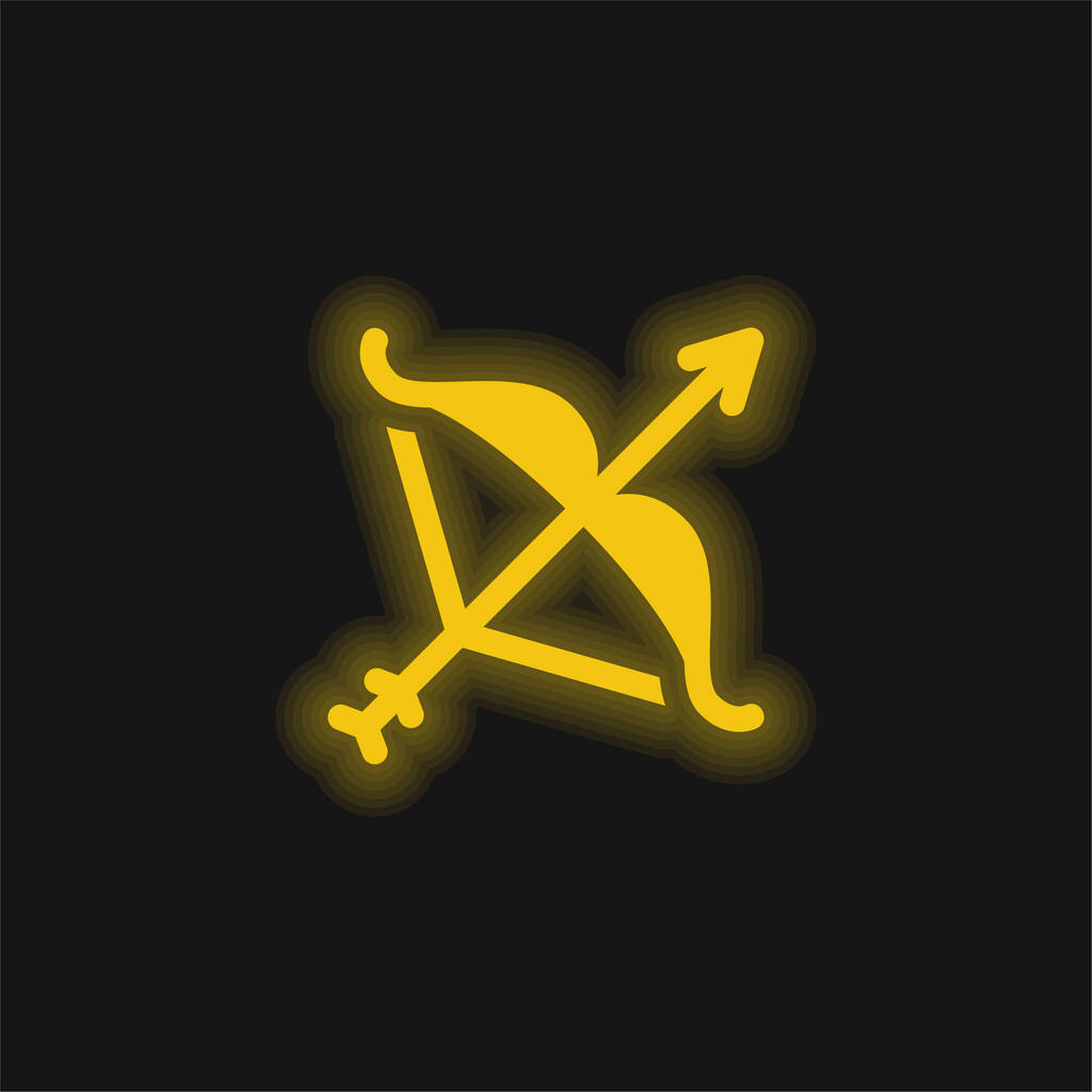 Ícone de néon brilhante amarelo de Artemis - Vetor, Imagem