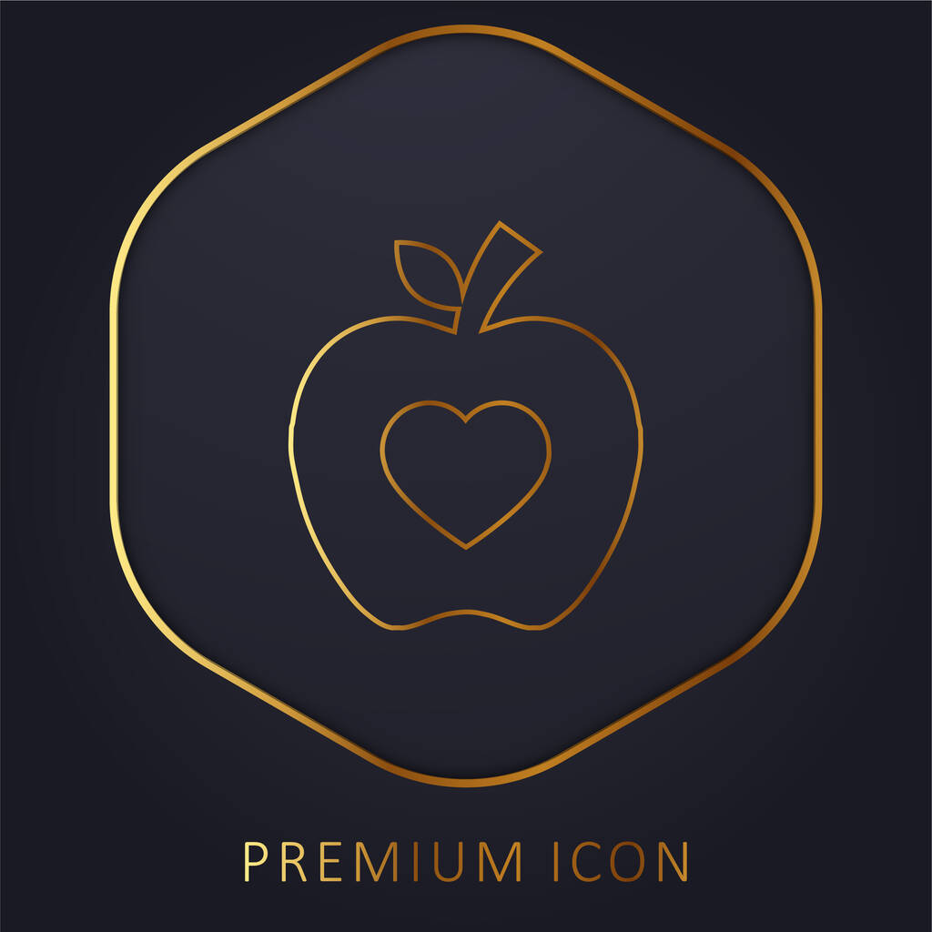 Silueta de manzana con forma de corazón línea de oro logotipo premium o icono - Vector, imagen