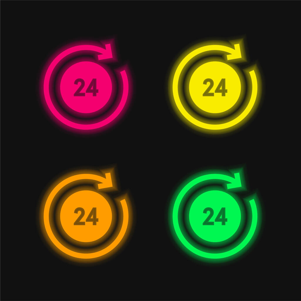 24 Горящий четырехцветный неоновый вектор - Вектор,изображение