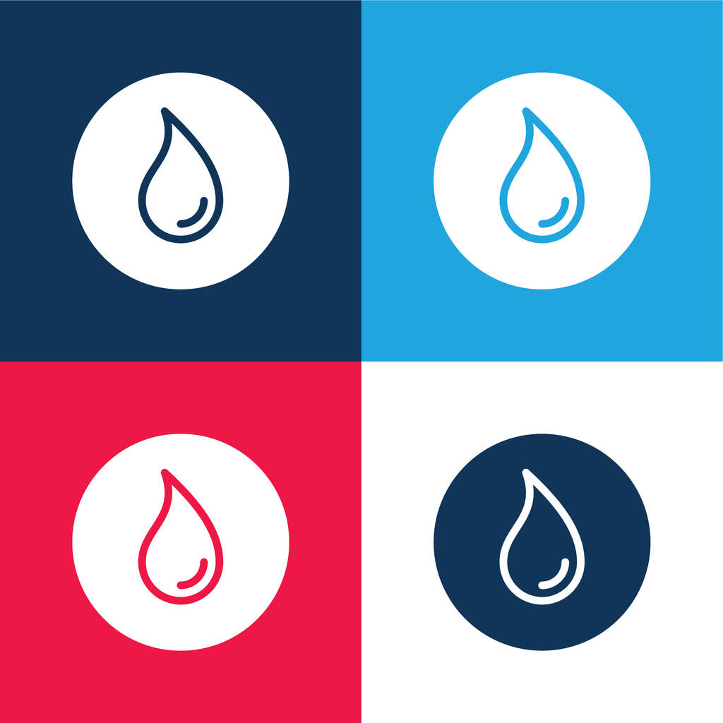 Set icona minimale a quattro colori blu e rosso sfocato - Vettoriali, immagini