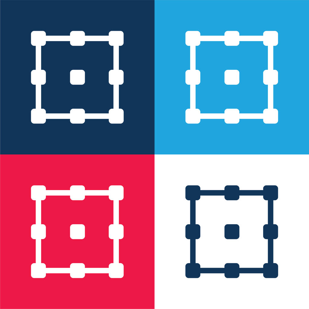 Kiosztás kék és piros négy szín minimális ikon készlet - Vektor, kép