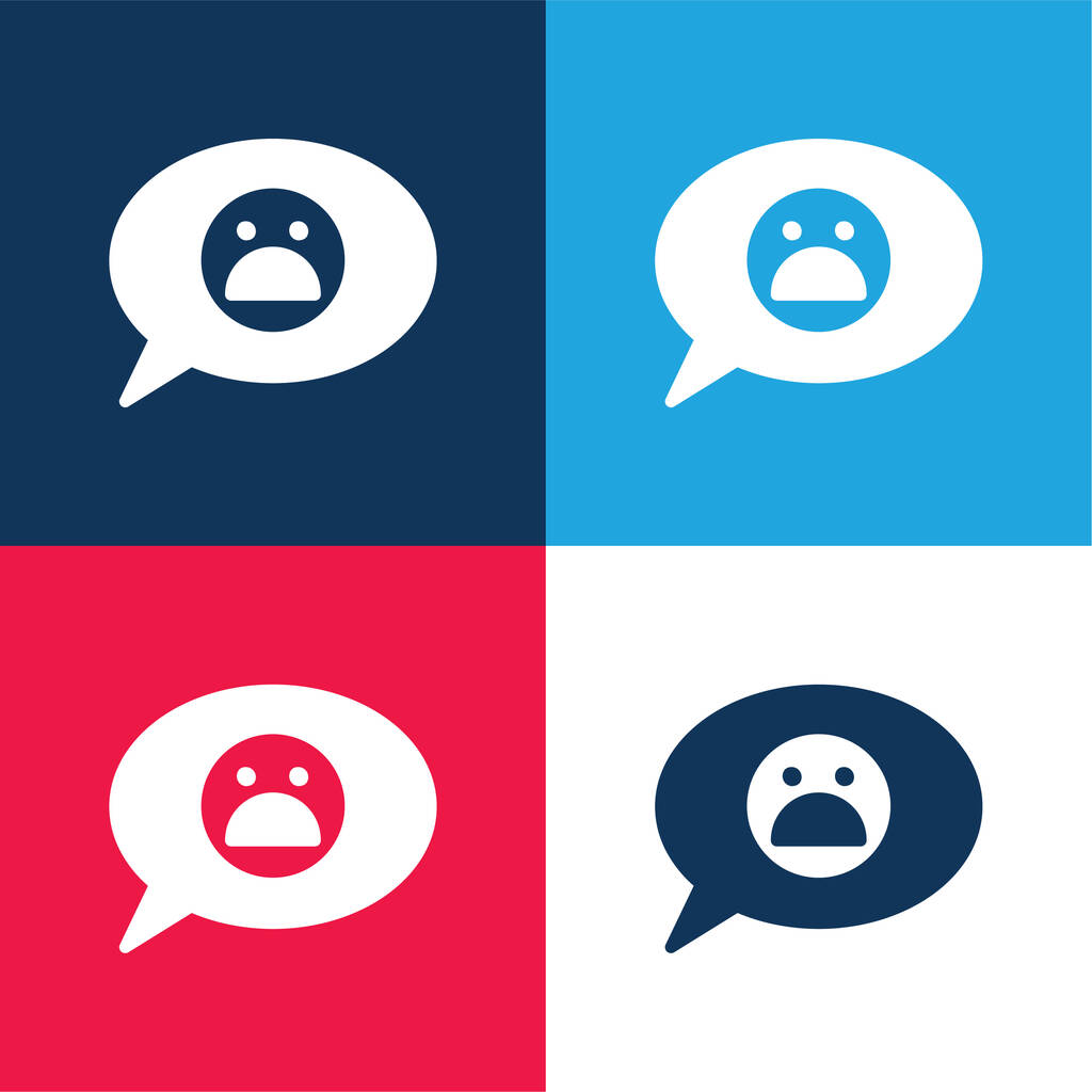 Bad Review blue and red four color minimal icon set - Vector, Image