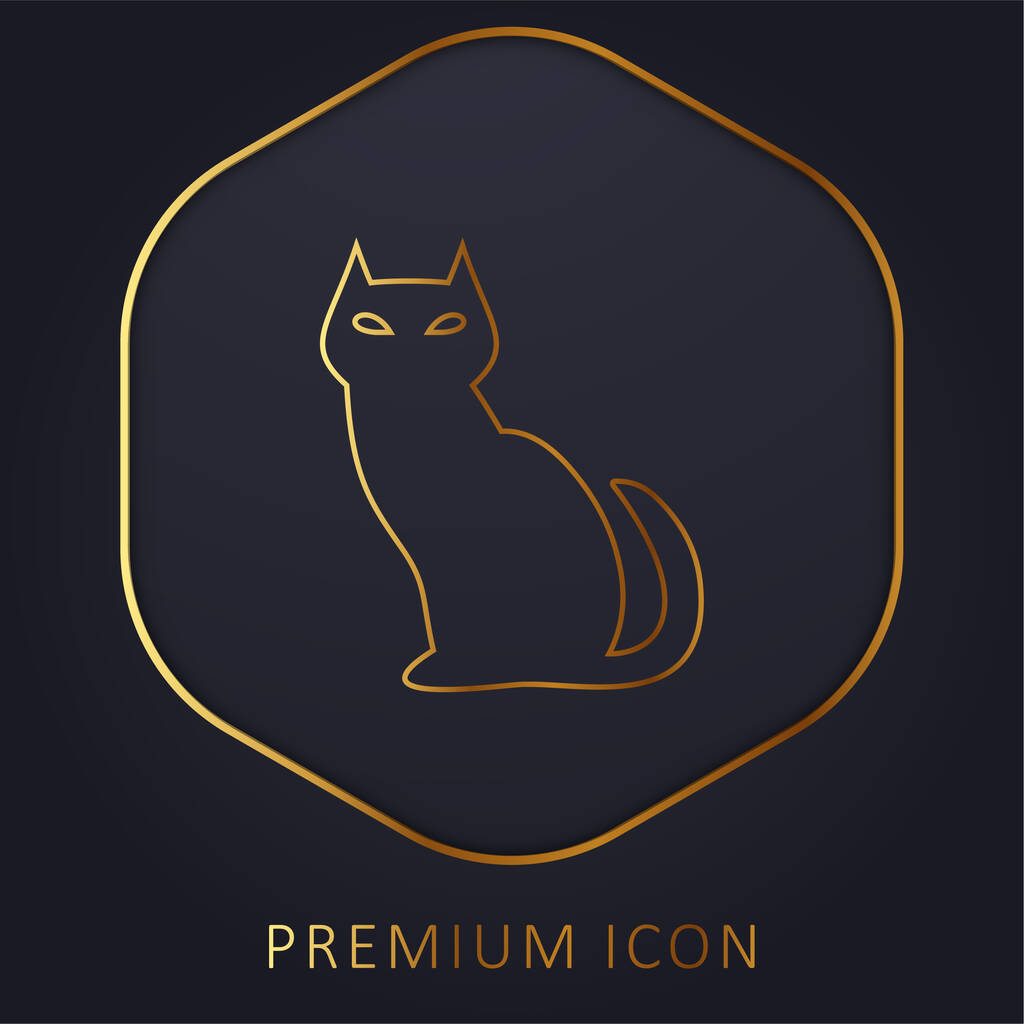 Black Evil Cat arany vonal prémium logó vagy ikon - Vektor, kép