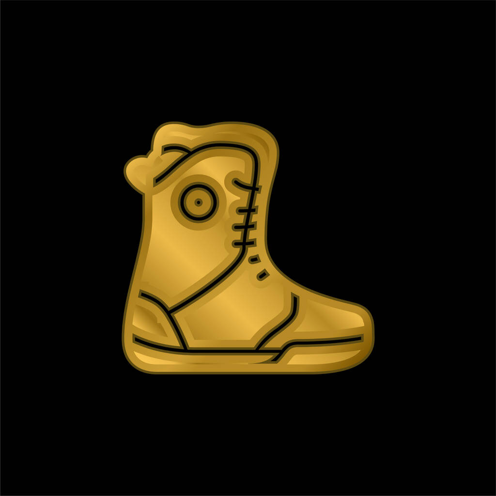 Bota chapado en oro icono metálico o logo vector - Vector, imagen