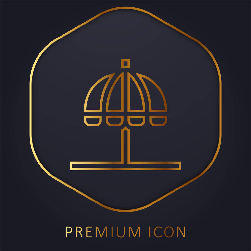 Beach paraplu gouden lijn premium logo of pictogram - Vector, afbeelding