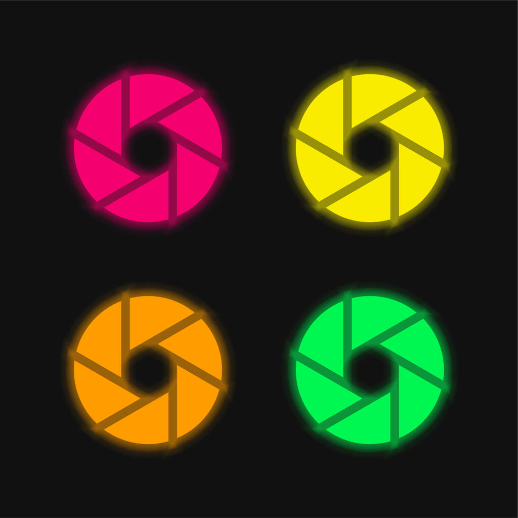 Aperture four color glowing neon vector icon - Vector, Image