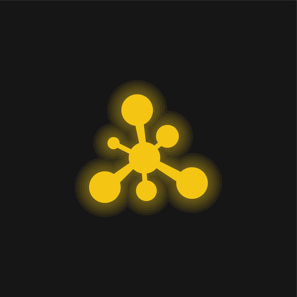Balls And Lines Black Shape yellow glowing neon icon - Vector, Image