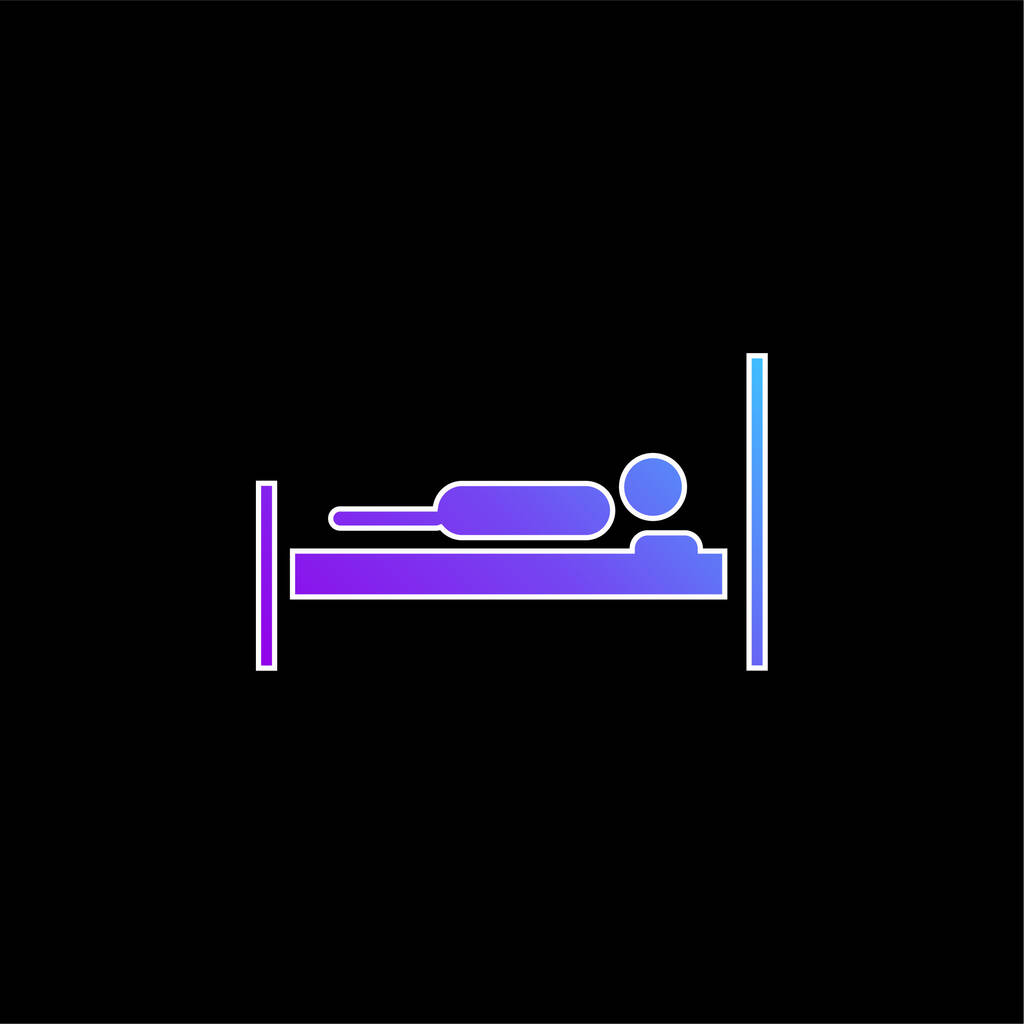 Cama com uma pessoa deitada nele ícone de vetor gradiente azul - Vetor, Imagem