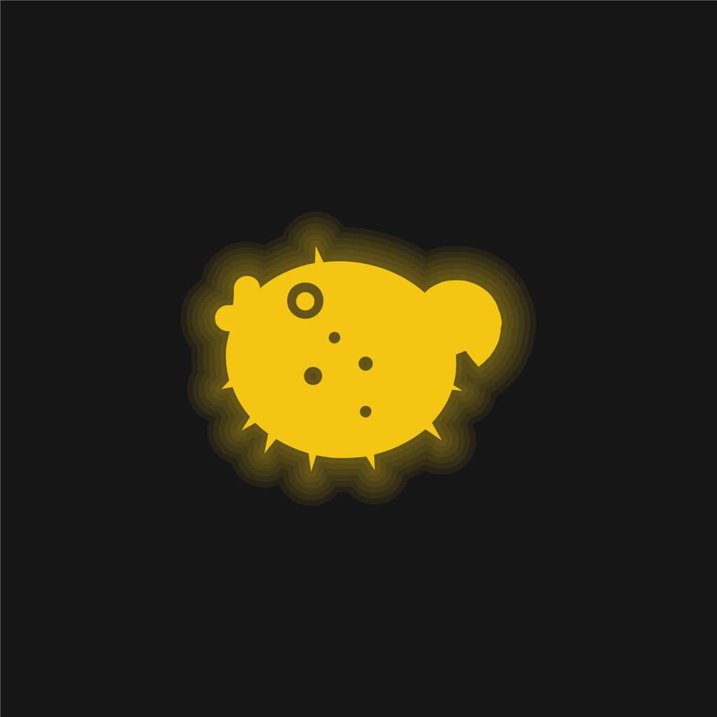 Icône néon jaune Blowfish brillant - Vecteur, image