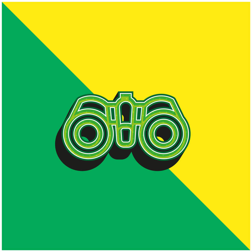 Big Binocoulars Logo icona vettoriale 3D moderna verde e gialla - Vettoriali, immagini