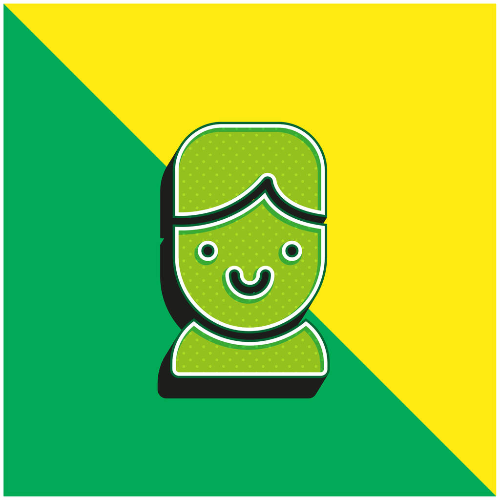 Chico verde y amarillo moderno 3d vector icono logotipo - Vector, Imagen