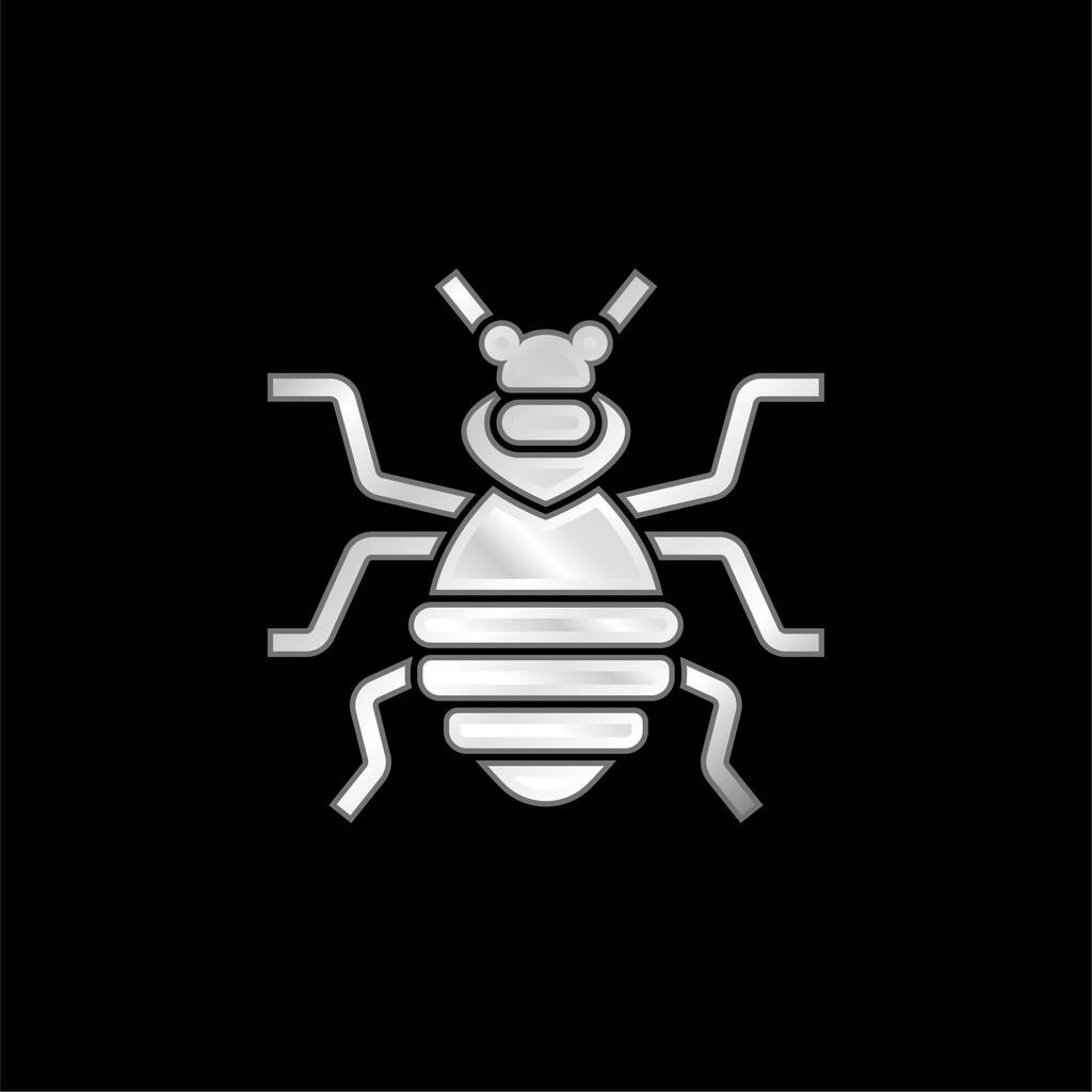 Bedbug silver plated metallic icon - Vector, Image