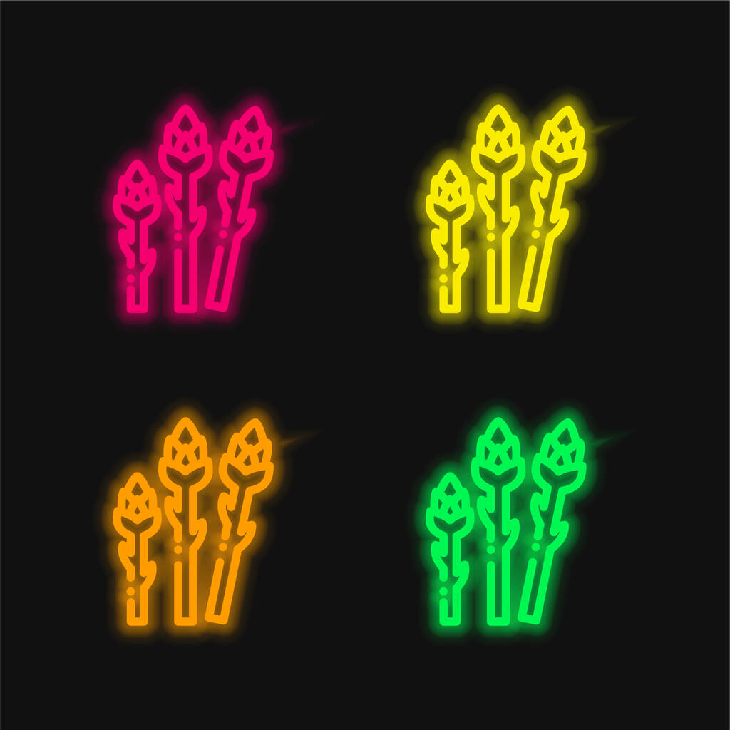 Szparagi cztery kolor świecący neon wektor ikona - Wektor, obraz