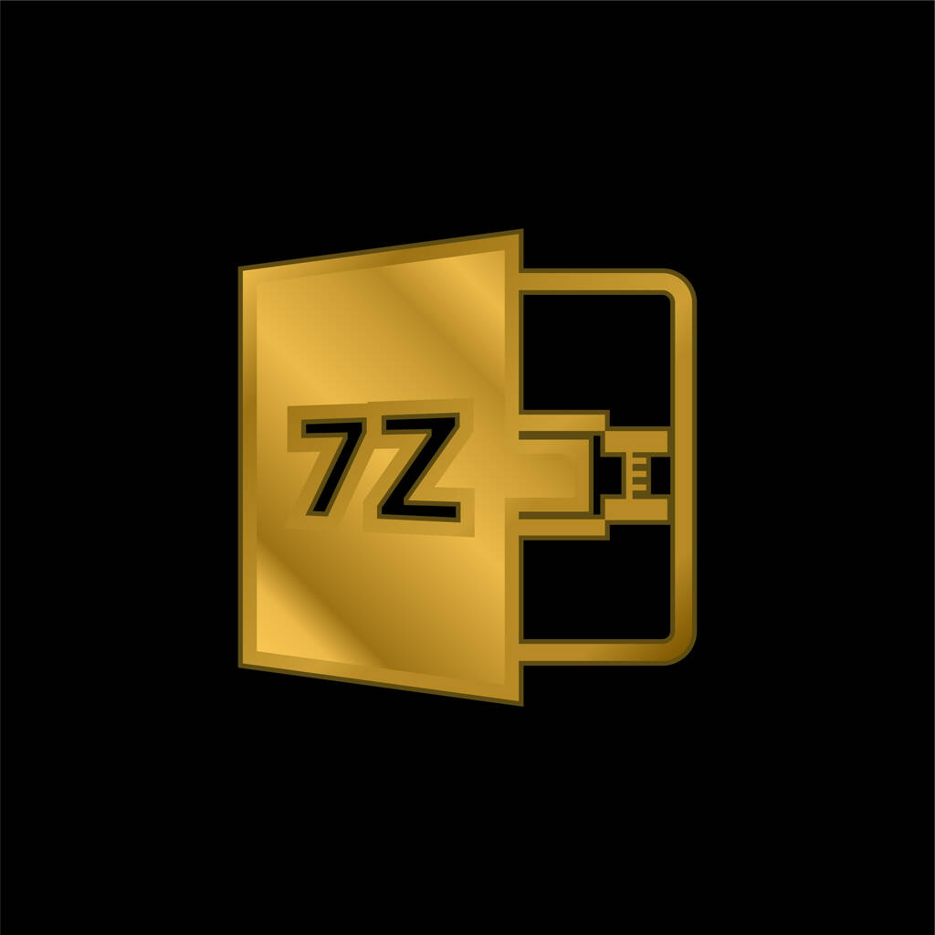 7Zファイル形式シンボルゴールドメッキ金属アイコンまたはロゴベクトル - ベクター画像