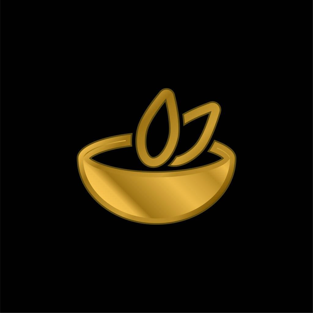 Δοχείο της σούπας επίχρυσο μεταλλικό εικονίδιο ή το λογότυπο διάνυσμα - Διάνυσμα, εικόνα