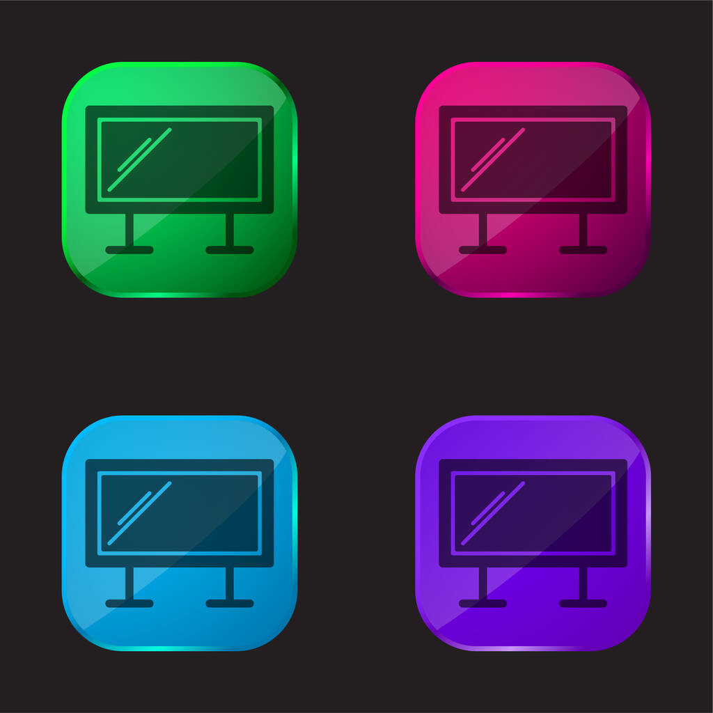 Білборд чотири кольорові скляні кнопки піктограми
 - Вектор, зображення