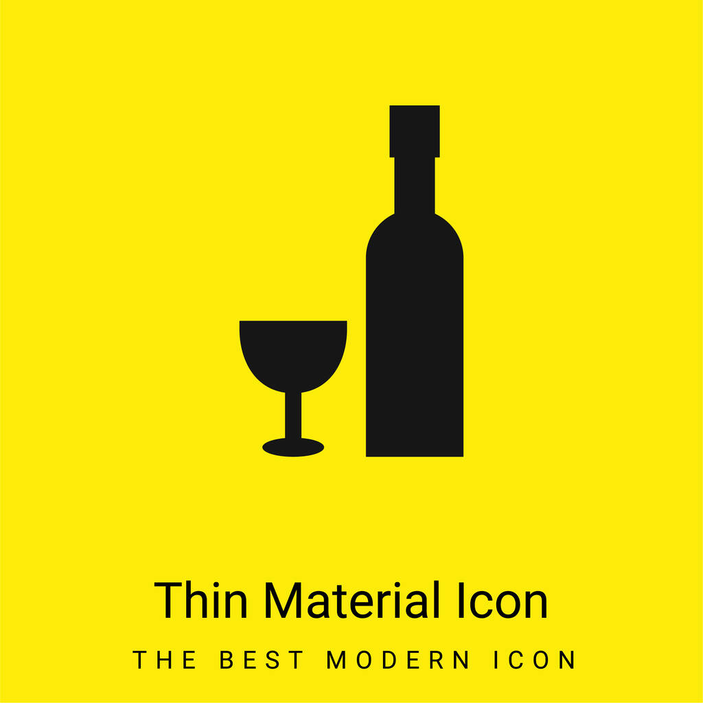 Bouteille et verre minime icône de matériau jaune vif - Vecteur, image