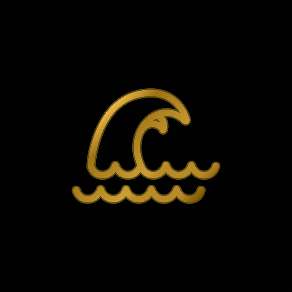 Big Wave vergoldet metallisches Symbol oder Logo-Vektor - Vektor, Bild