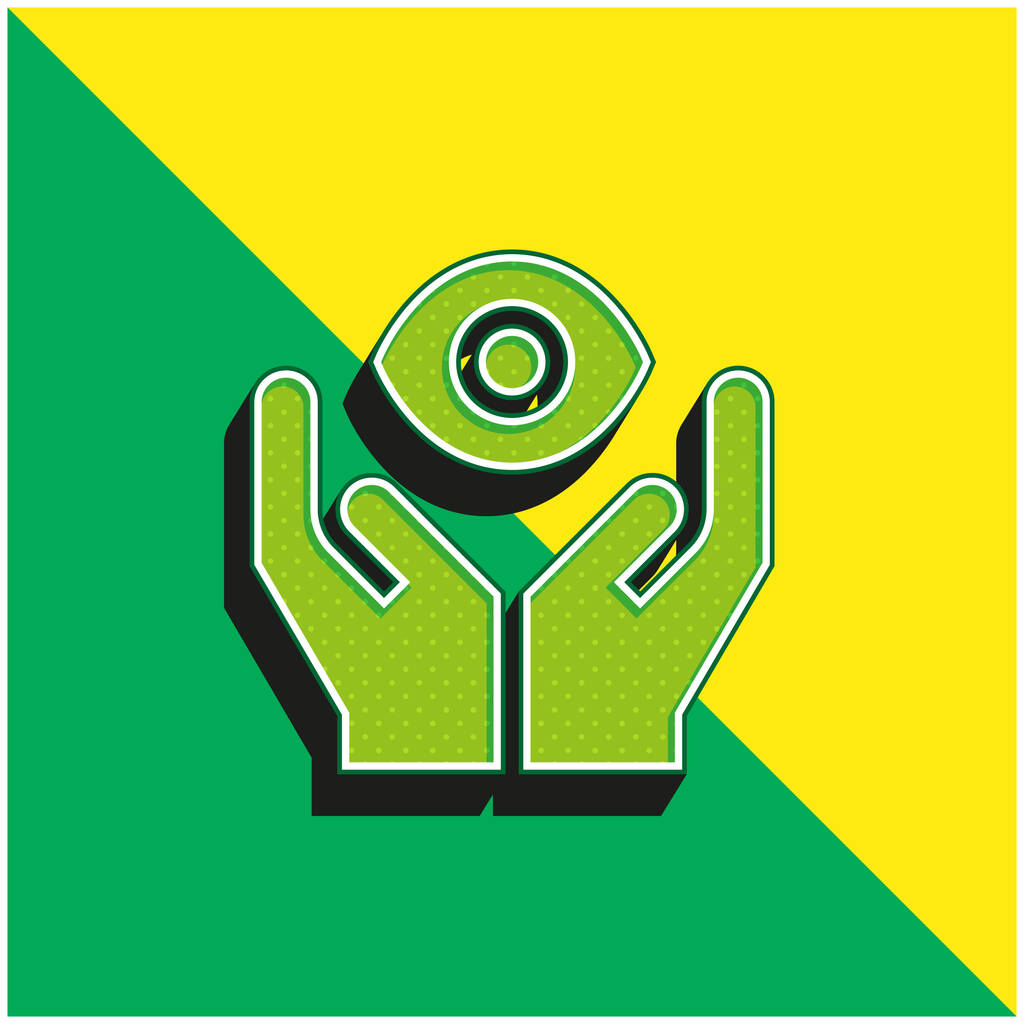 Oślepienie Zielone i żółte nowoczesne logo wektora 3D - Wektor, obraz