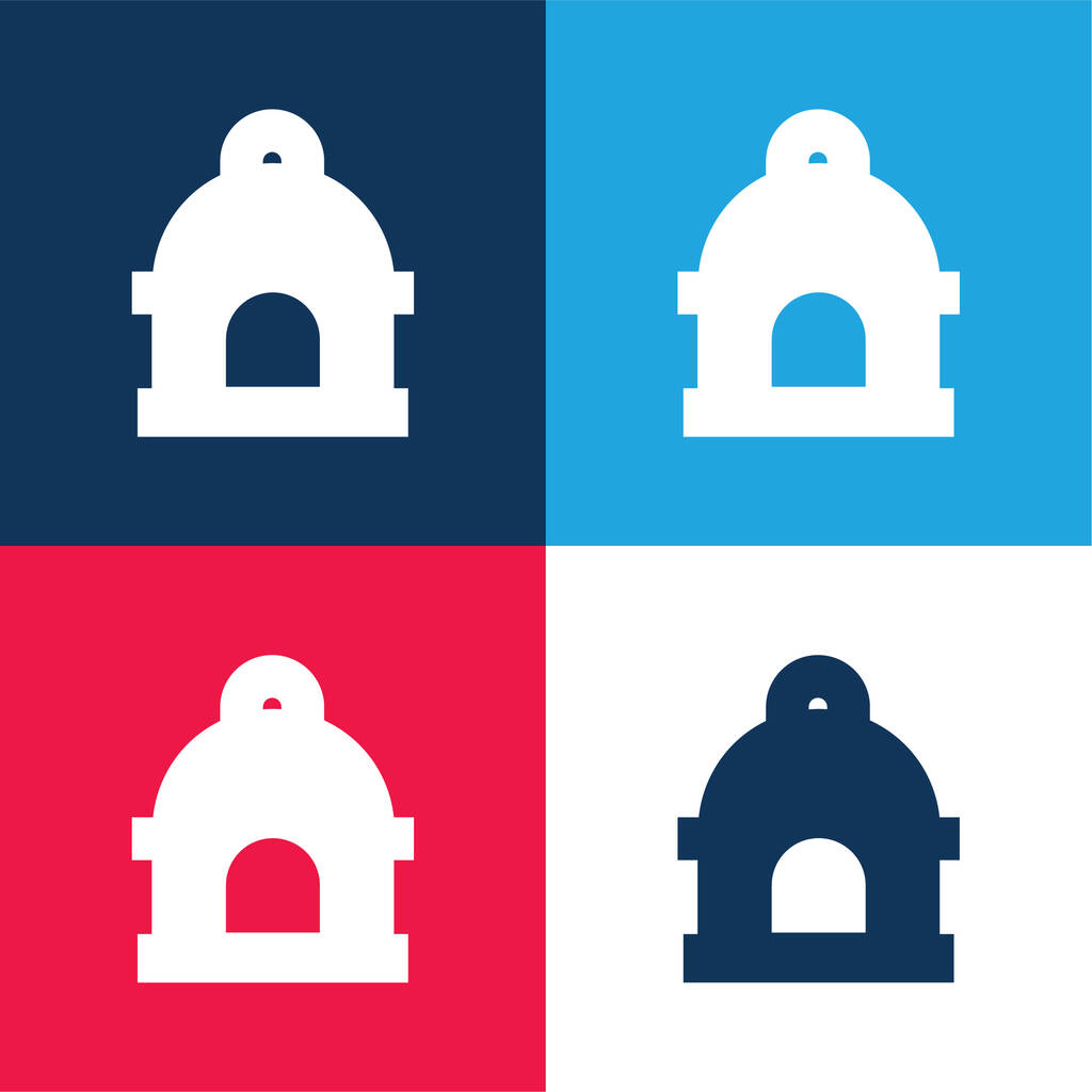 Bird House bleu et rouge ensemble d'icônes minimales quatre couleurs - Vecteur, image