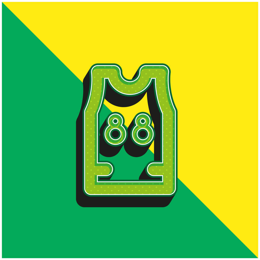 Kosárlabda Jersey Zöld és sárga modern 3D vektor ikon logó - Vektor, kép