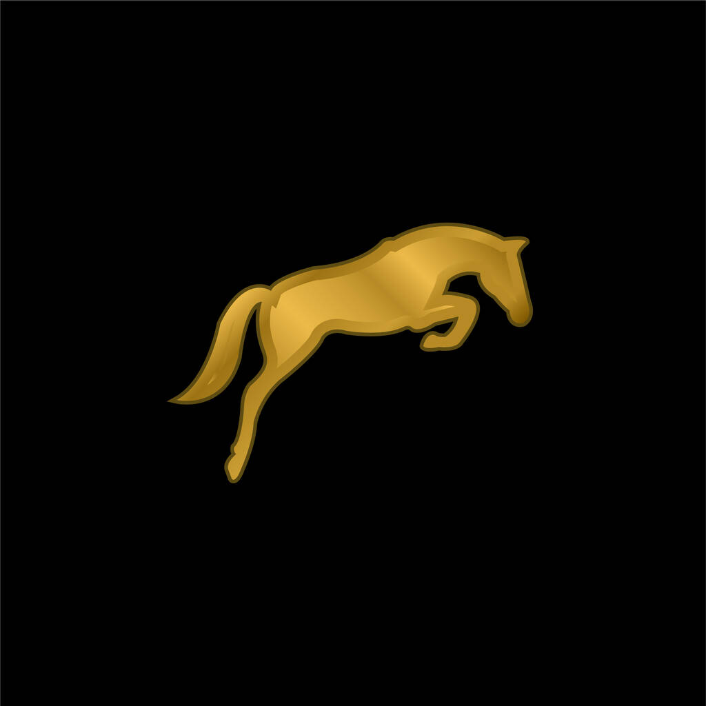 Black Jumping Horse With Face Looking To The Ground pozlacené kovové ikony nebo logo vektor - Vektor, obrázek